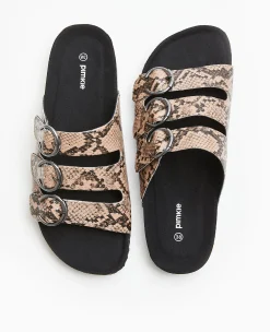 Pimkie Mules^Mules Plates Avec 3 Brides Motif Serpent -