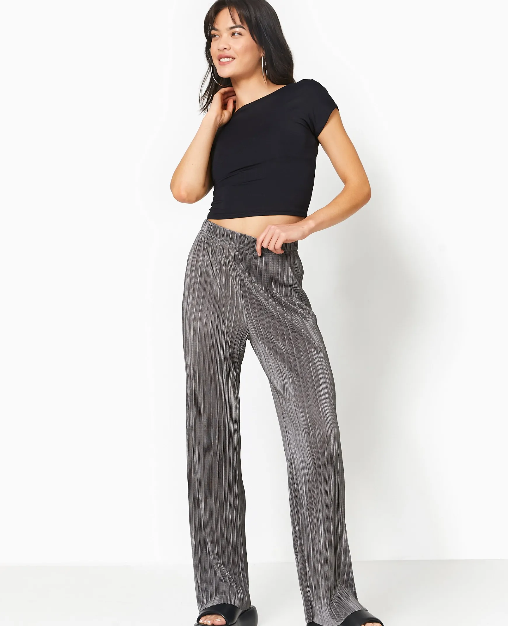 Pimkie Pantalon^Pantalon Large En Tissu Plissé Et Satiné -
