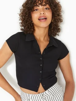 Pimkie T-Shirt Et Top^Polo Court Boutonnée En Maille Côtelée -