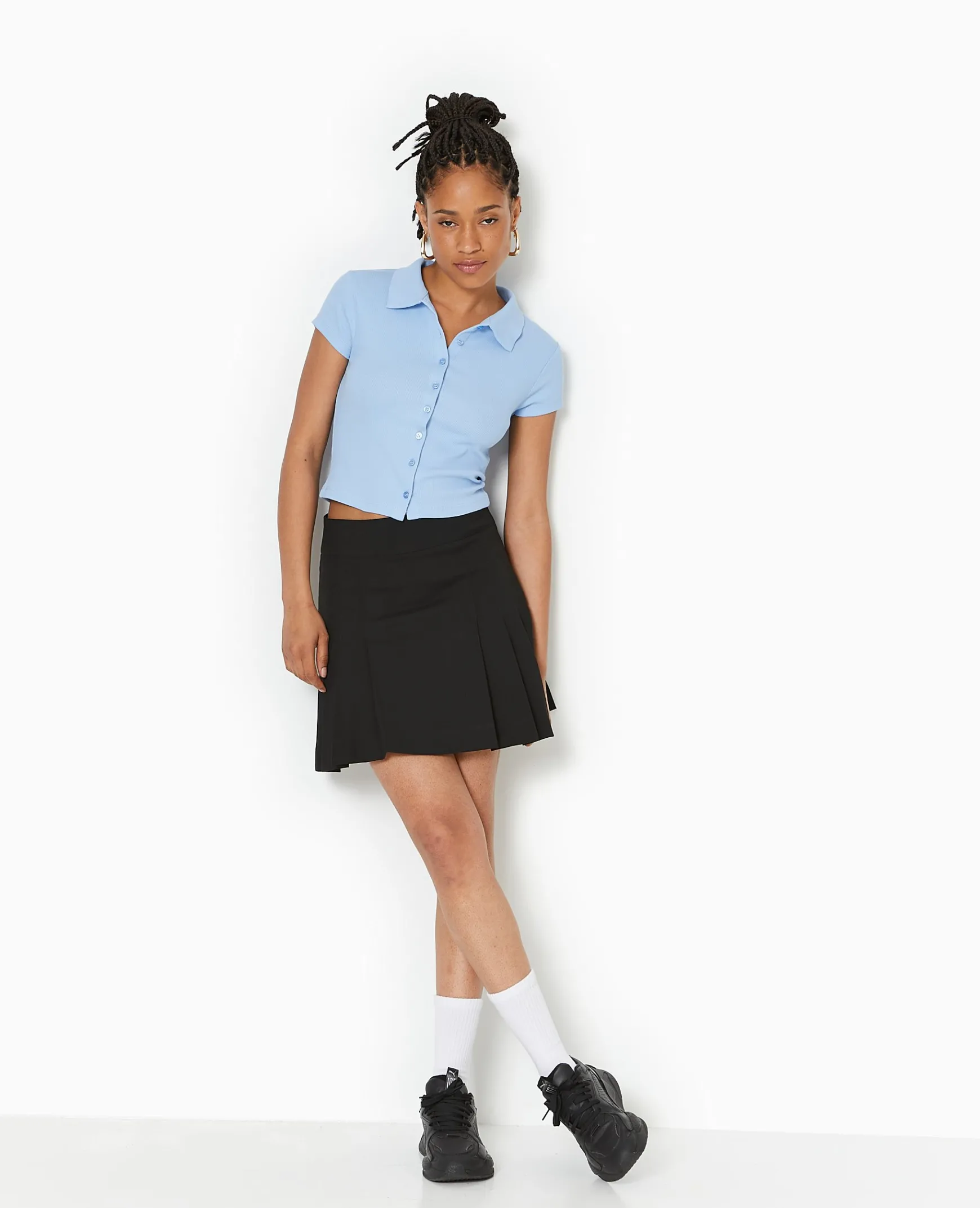 Pimkie Toute La Collection|T-Shirt Et Top^Polo Court Boutonnée En Maille Côtelée -