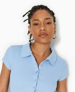 Pimkie Toute La Collection|T-Shirt Et Top^Polo Court Boutonnée En Maille Côtelée -