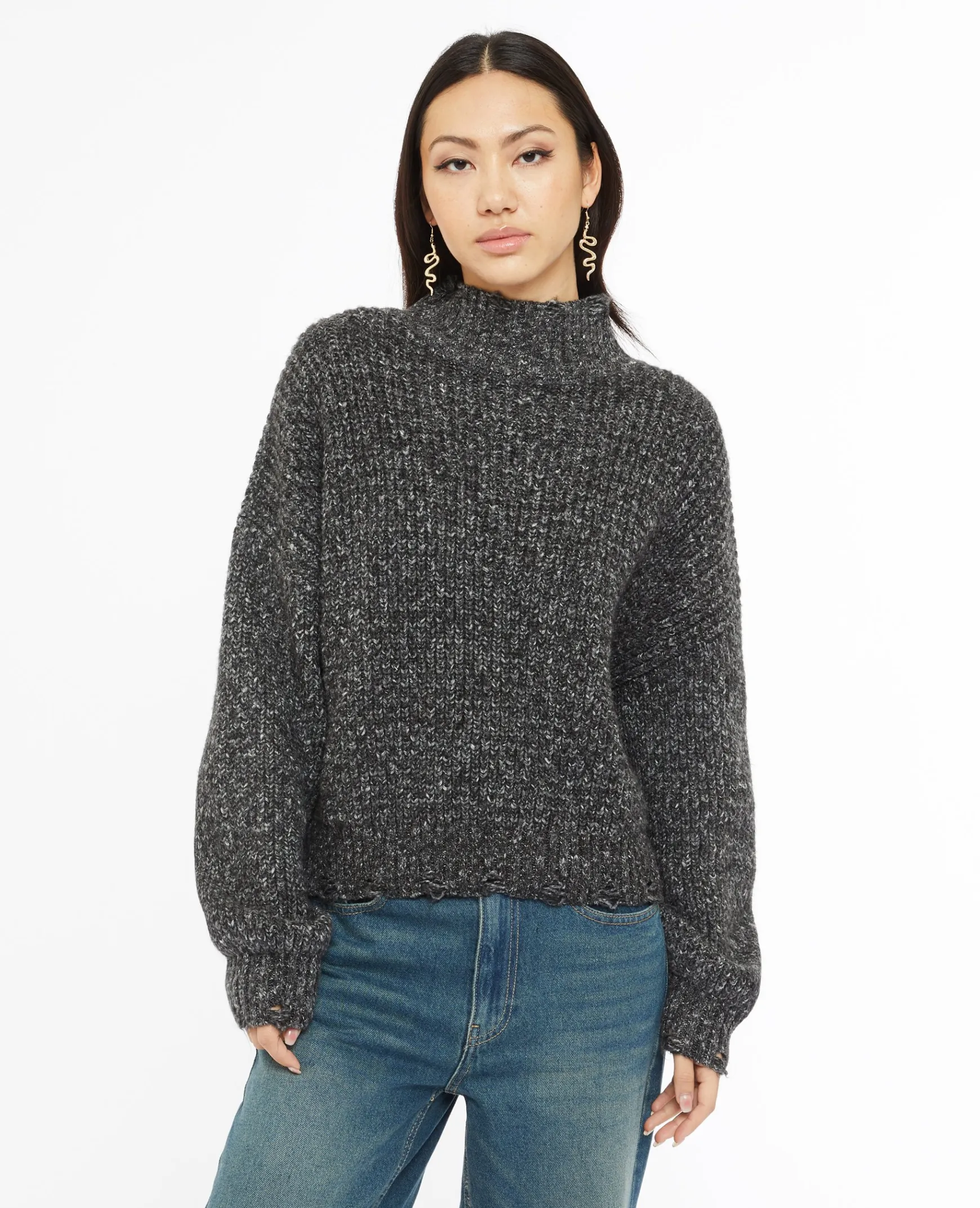 Pimkie Pull Et Gilet^Pull Col Montant Avec Détails Destroy -