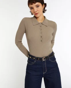 Pimkie Pull Et Gilet^Pull Col Polo En Maille Côtelée -