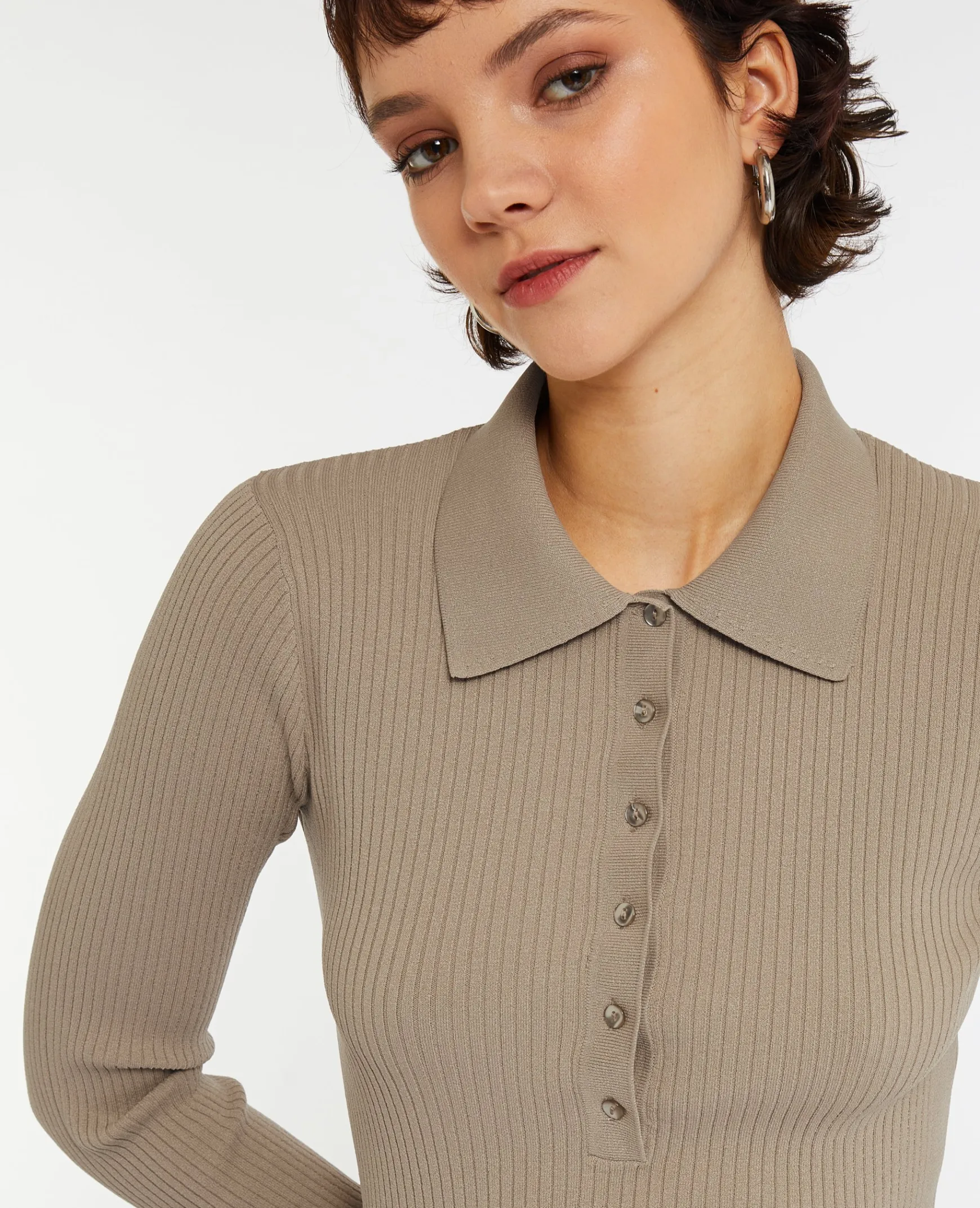 Pimkie Pull Et Gilet^Pull Col Polo En Maille Côtelée -
