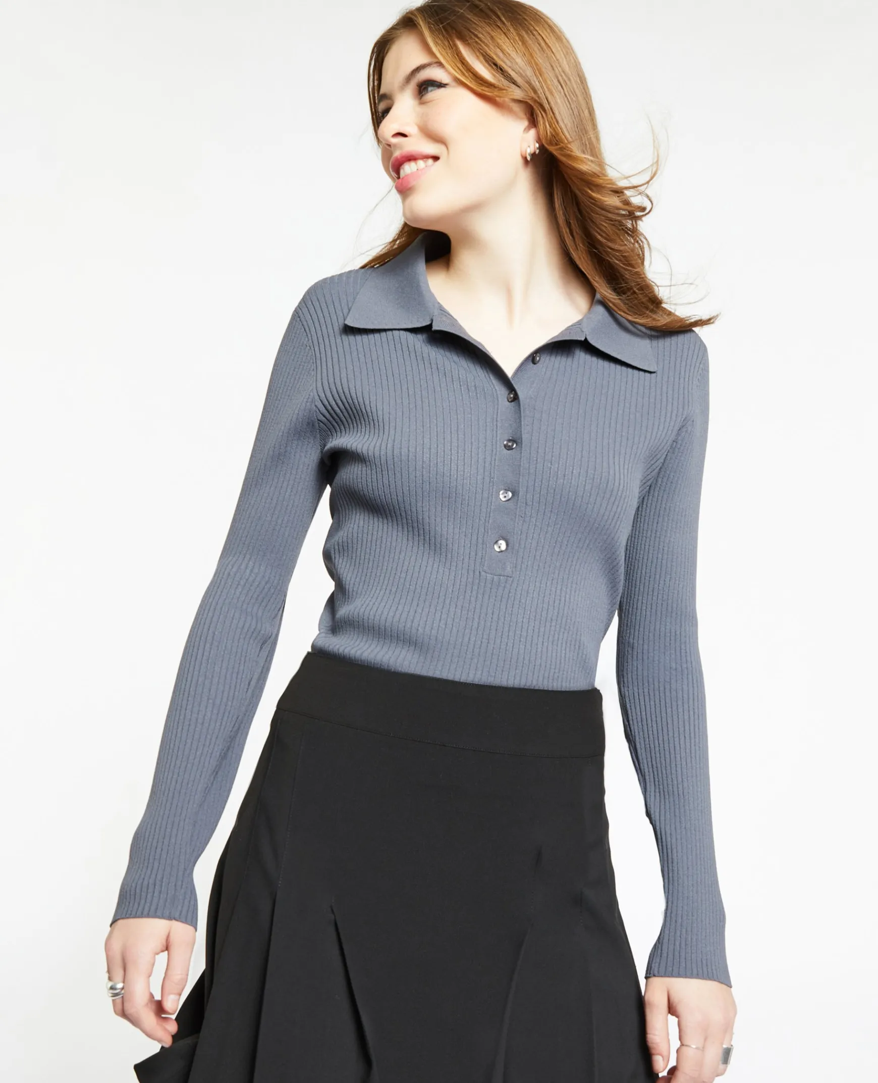 Pimkie Pull Et Gilet^Pull Col Polo En Maille Côtelée -