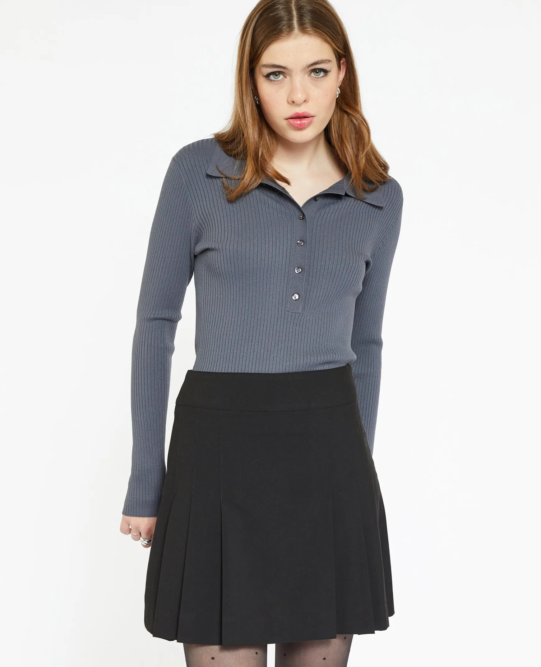 Pimkie Pull Et Gilet^Pull Col Polo En Maille Côtelée -