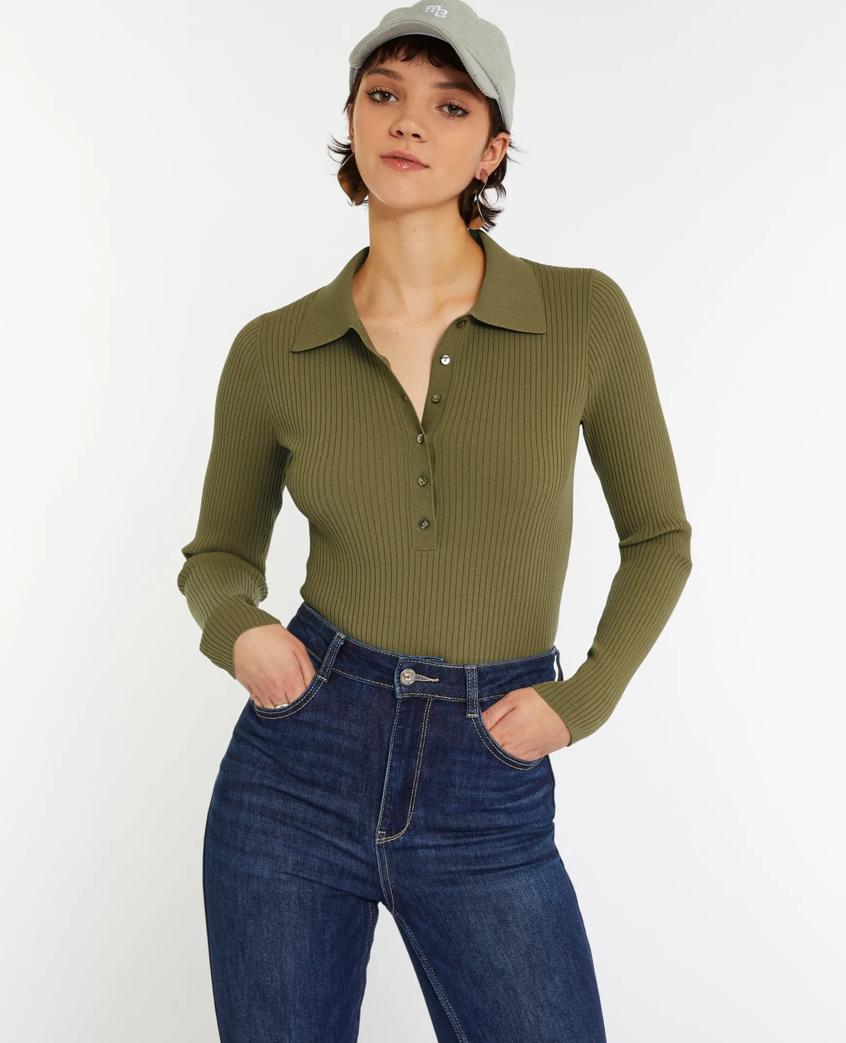 Pimkie Pull Et Gilet^Pull Col Polo En Maille Côtelée -