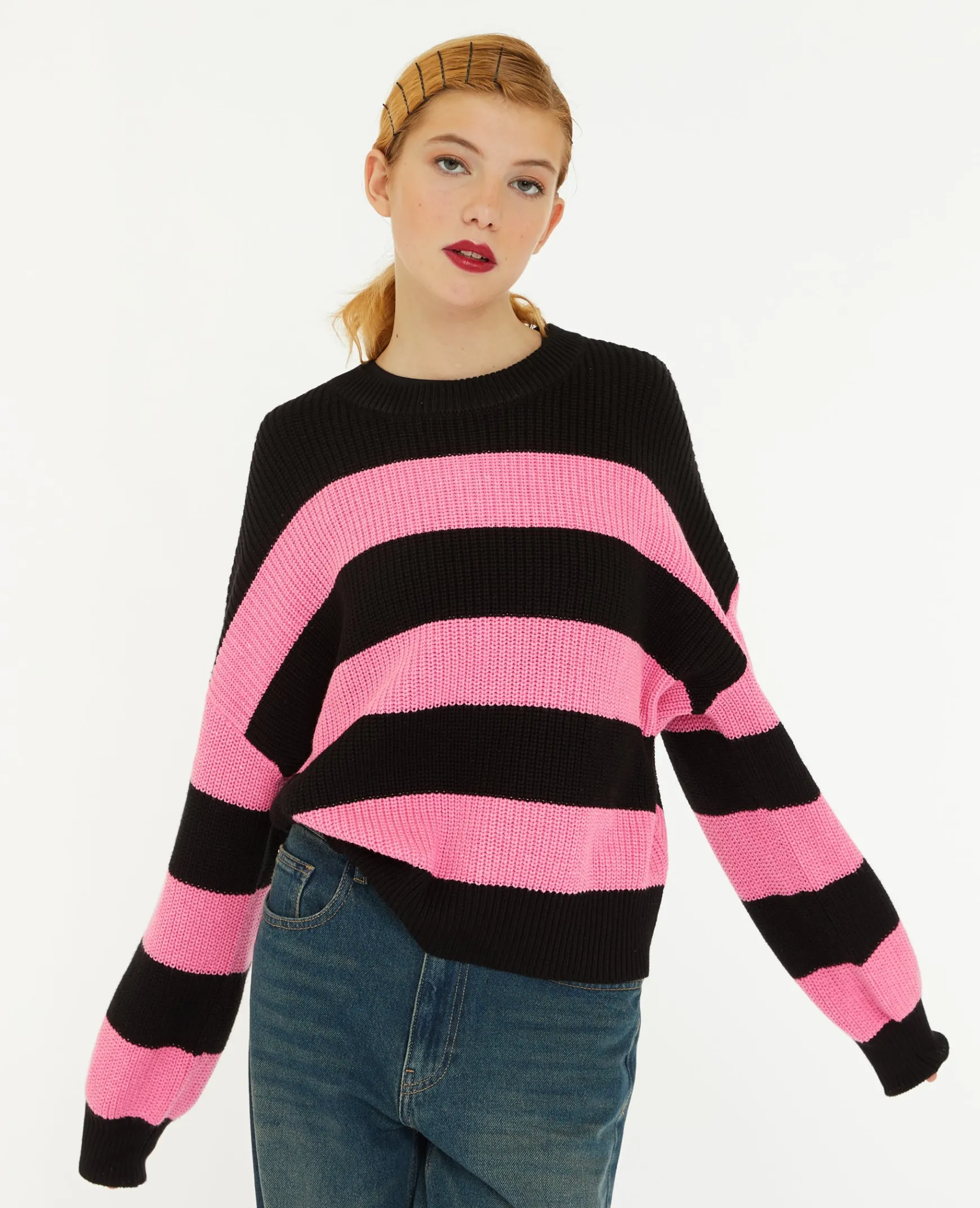 Pimkie Pull Et Gilet^Pull Col Rond En Maille Rayée -
