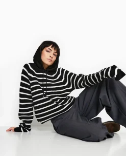 Pimkie Pull Et Gilet^Pull Court Rayé Avec Capuche -