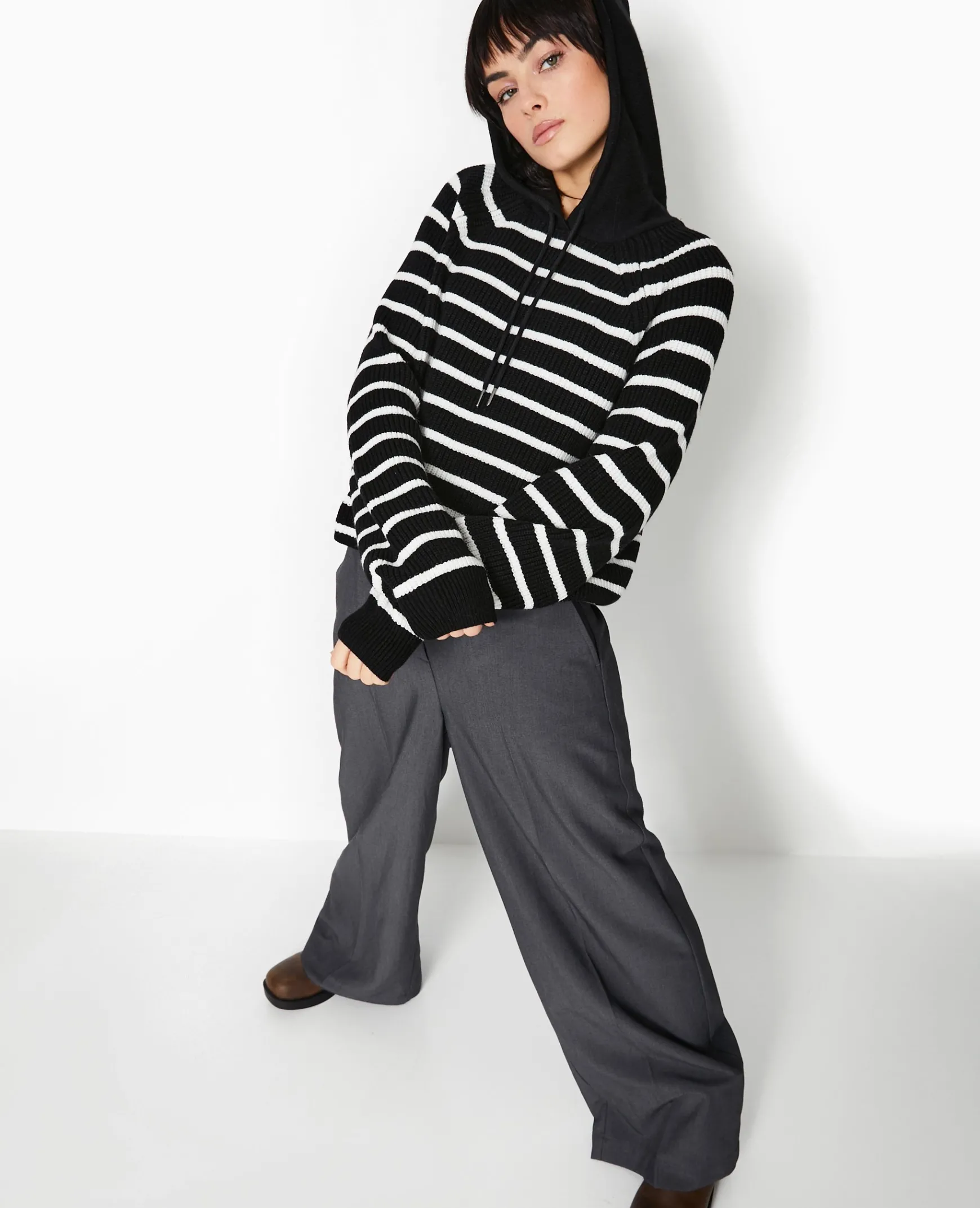 Pimkie Pull Et Gilet^Pull Court Rayé Avec Capuche -