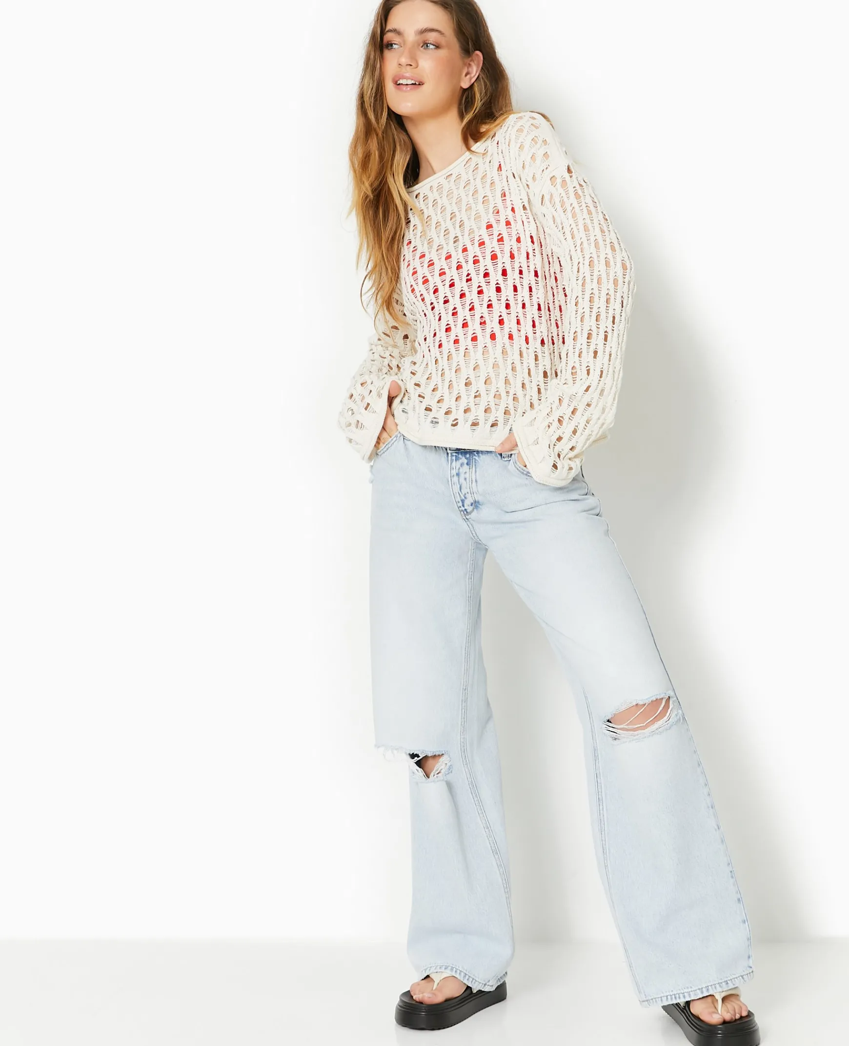 Pimkie Pimkie Positive|Pull Et Gilet^Pull En Maille Ajourée Manches Flare -