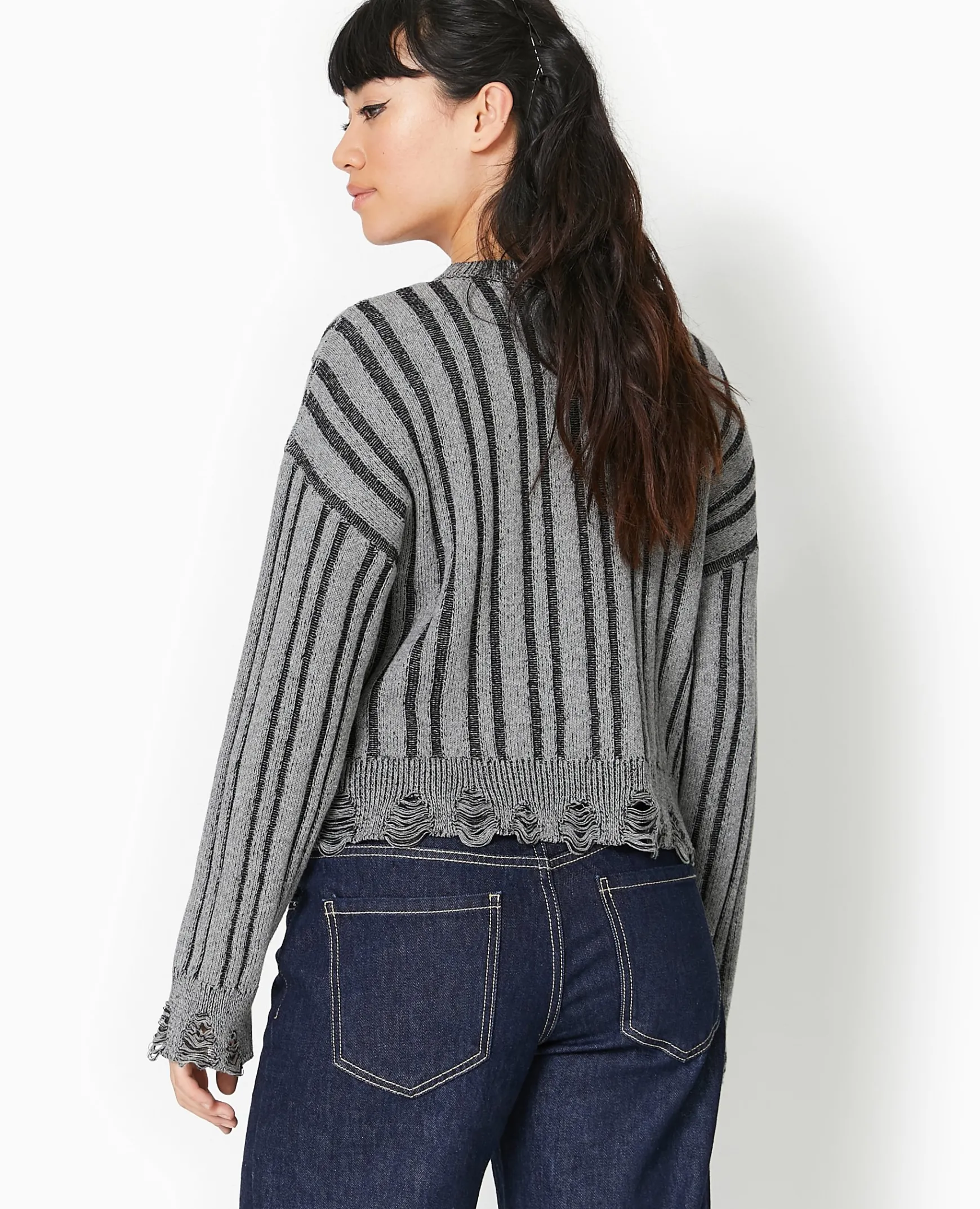 Pimkie Pull Et Gilet|Pimkie Positive^Pull En Maille Fantaisie Avec Effet Destroy -