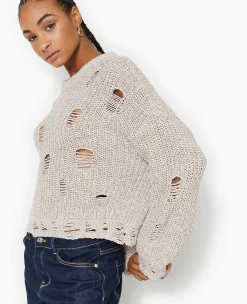 Pimkie Pimkie Positive|Pull Et Gilet^Pull En Maille Moulinée Effet Destroy -