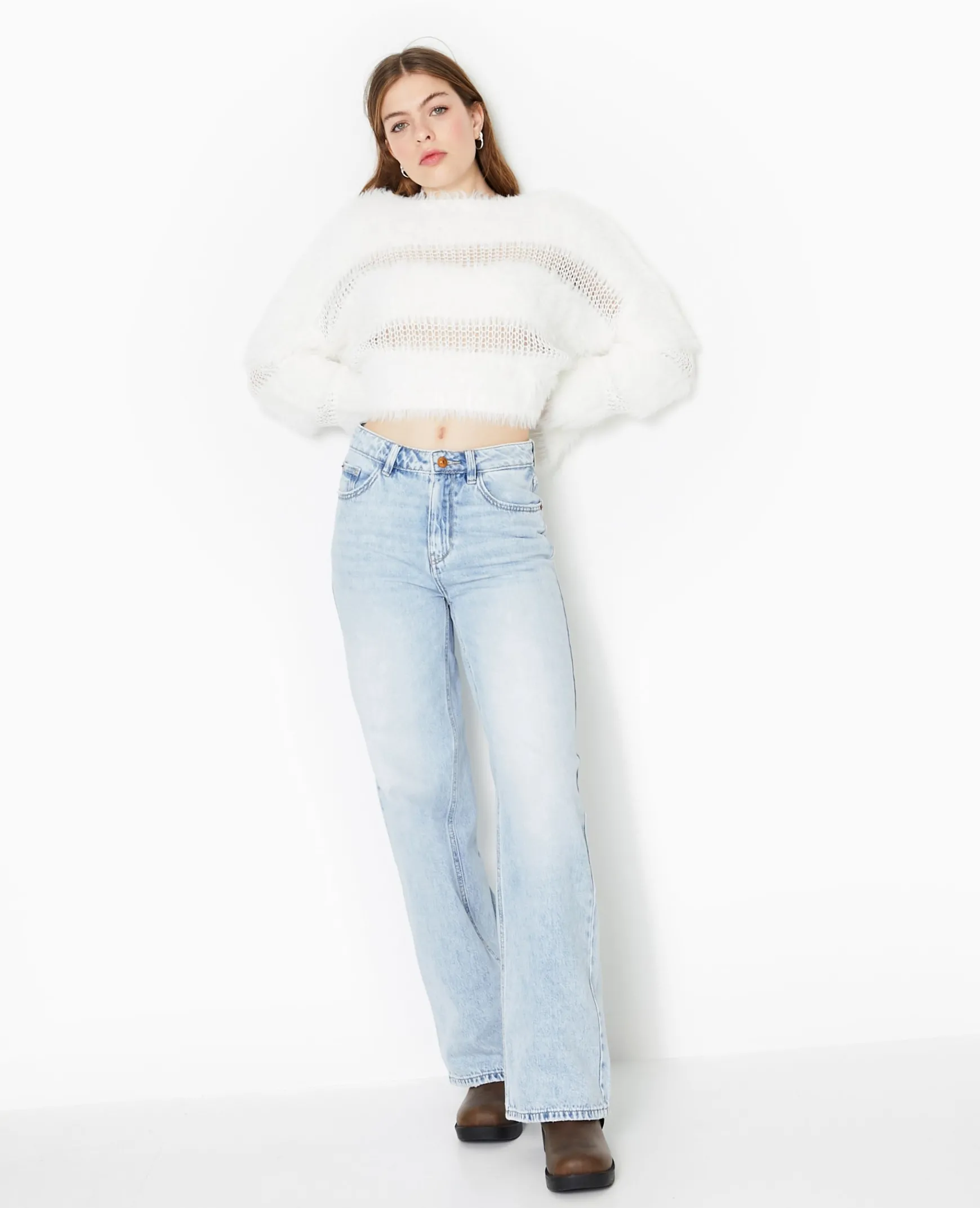 Pimkie Pull Et Gilet^Pull Maille Ajourée Et Maille Poilue -