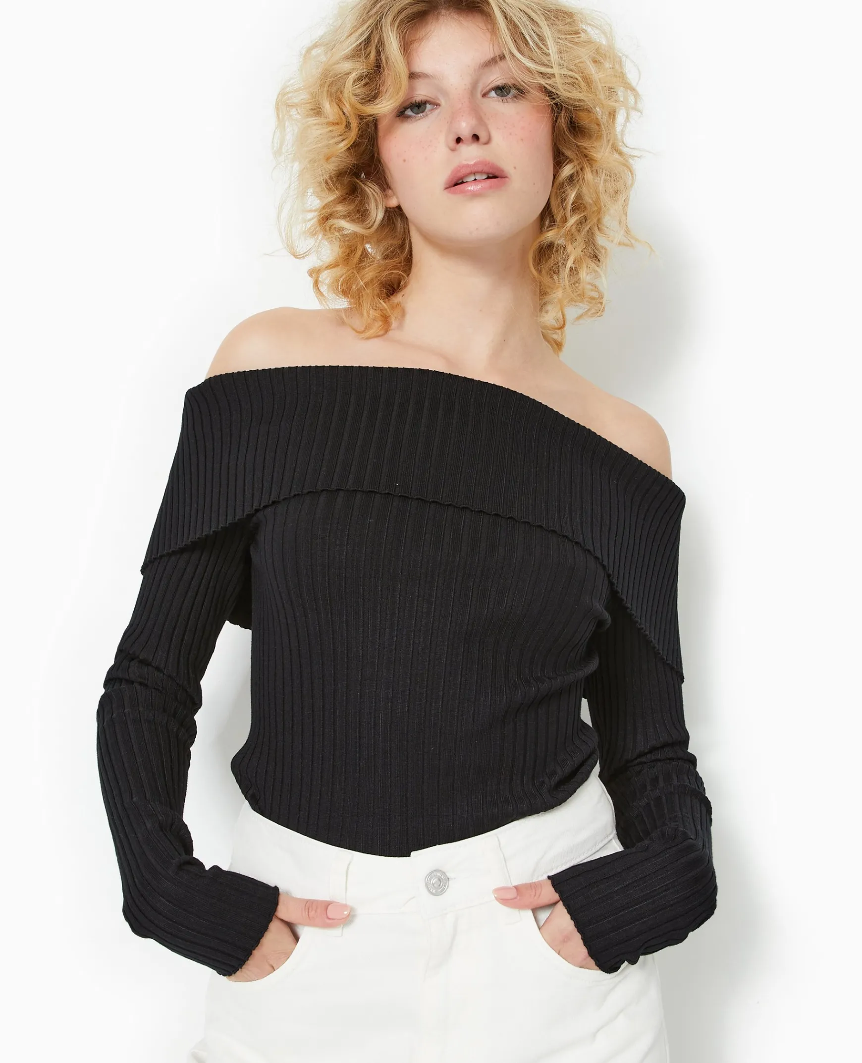 Pimkie Toute La Collection|Pull Et Gilet^Pull Maille Côtelée Encolure Bardot -