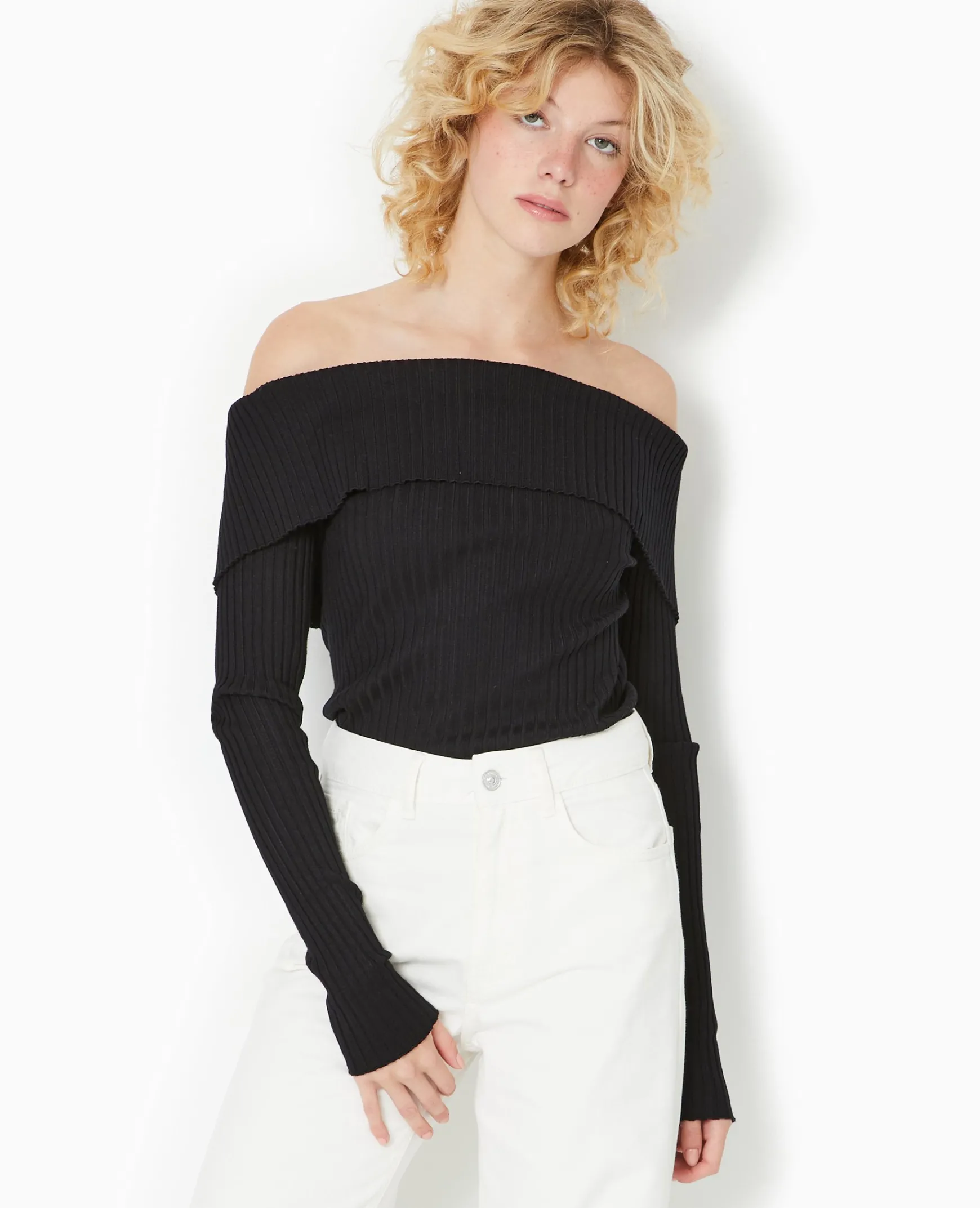 Pimkie Toute La Collection|Pull Et Gilet^Pull Maille Côtelée Encolure Bardot -