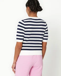 Pimkie Pull Et Gilet^Pull Manches Courtes En Maille Ajourée Rayée -