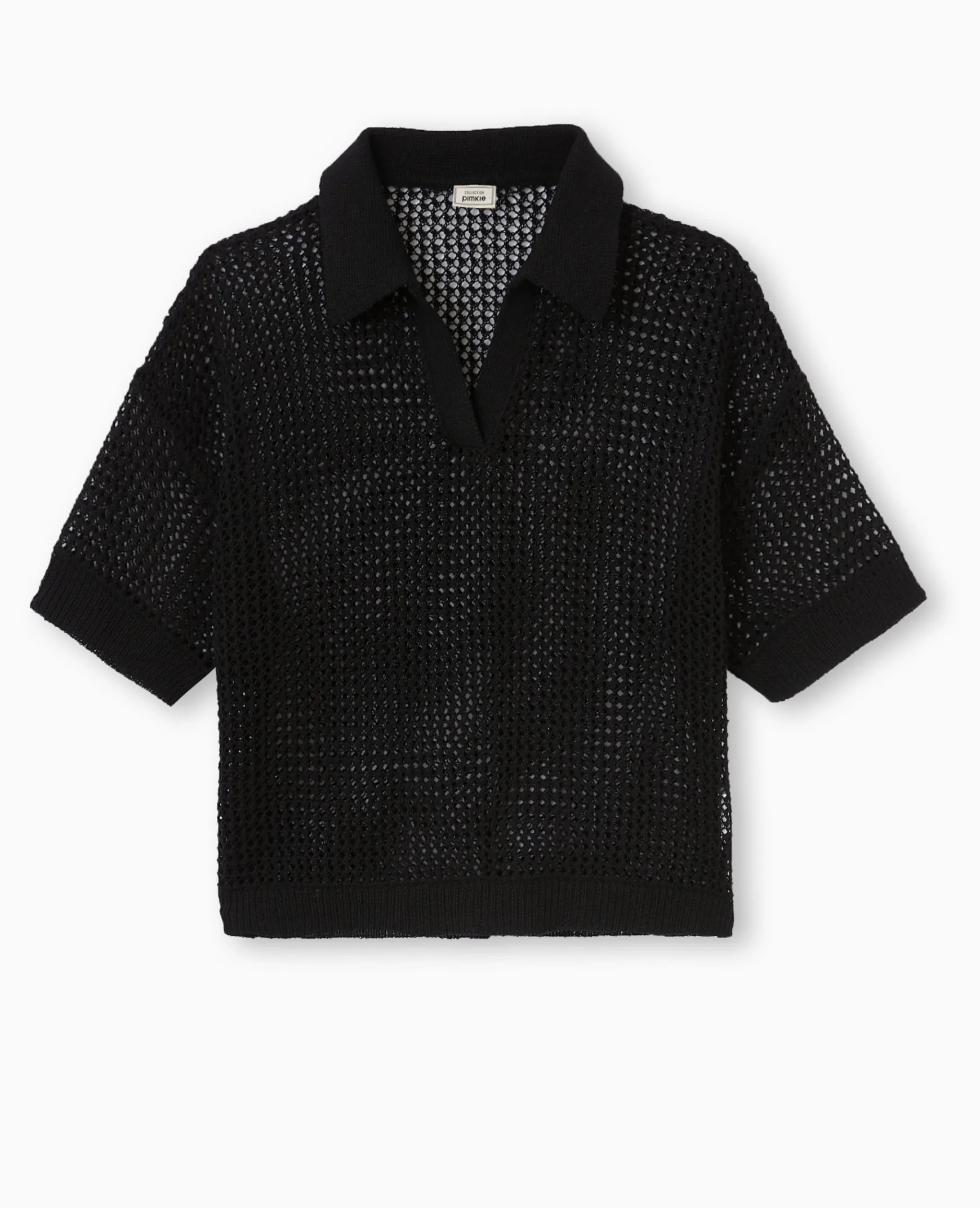 Pimkie Pull Et Gilet^Pull Polo Manches Courtes En Maille Ajourée -