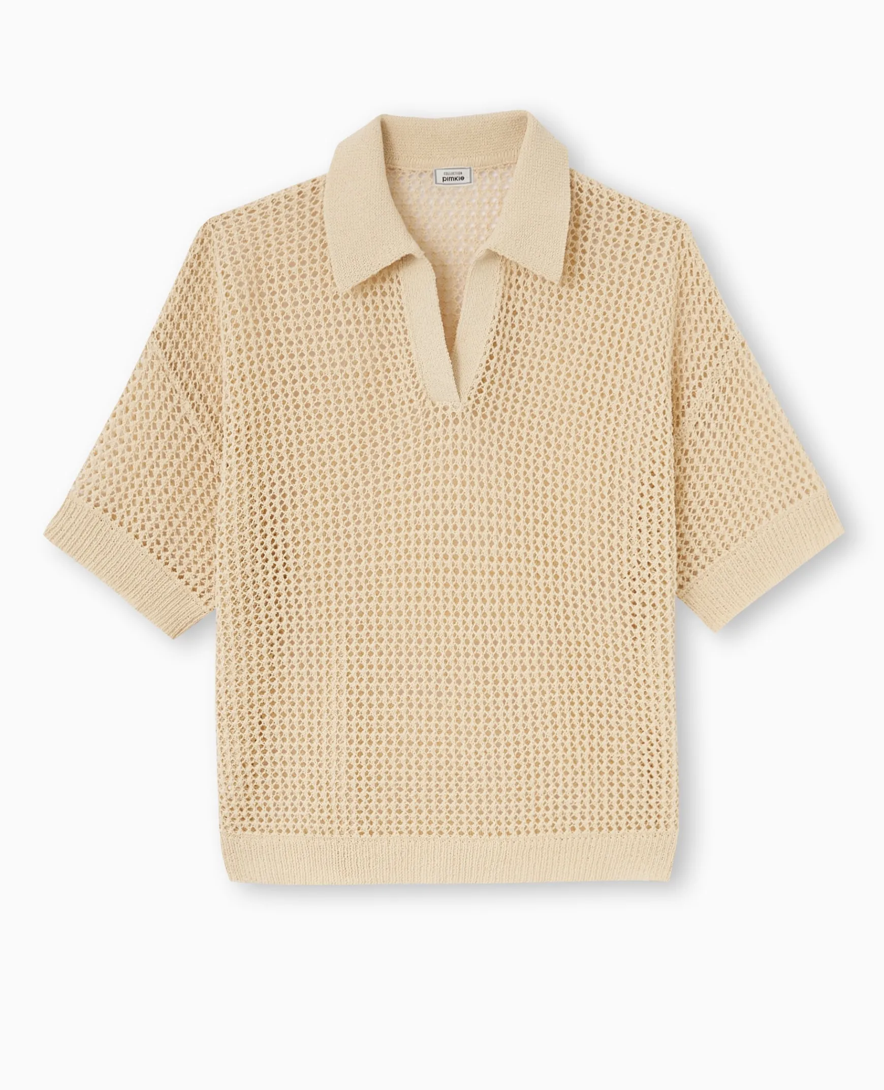 Pimkie Pull Et Gilet^Pull Polo Manches Courtes En Maille Ajourée -