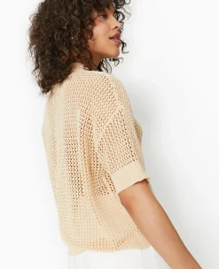 Pimkie Pull Et Gilet^Pull Polo Manches Courtes En Maille Ajourée -