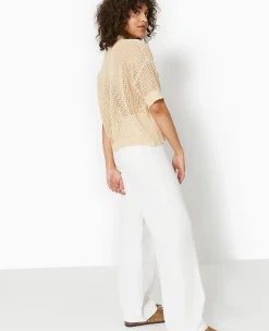 Pimkie Pull Et Gilet^Pull Polo Manches Courtes En Maille Ajourée -