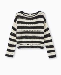 Pimkie Pull Et Gilet^Pull Rayé En Maille Ajourée Façon Crochet -