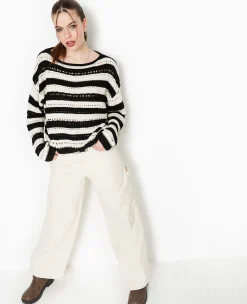 Pimkie Pull Et Gilet^Pull Rayé En Maille Ajourée Façon Crochet -