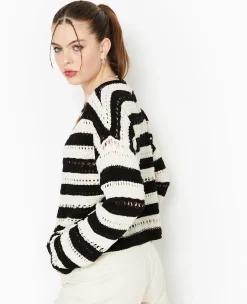 Pimkie Pull Et Gilet^Pull Rayé En Maille Ajourée Façon Crochet -