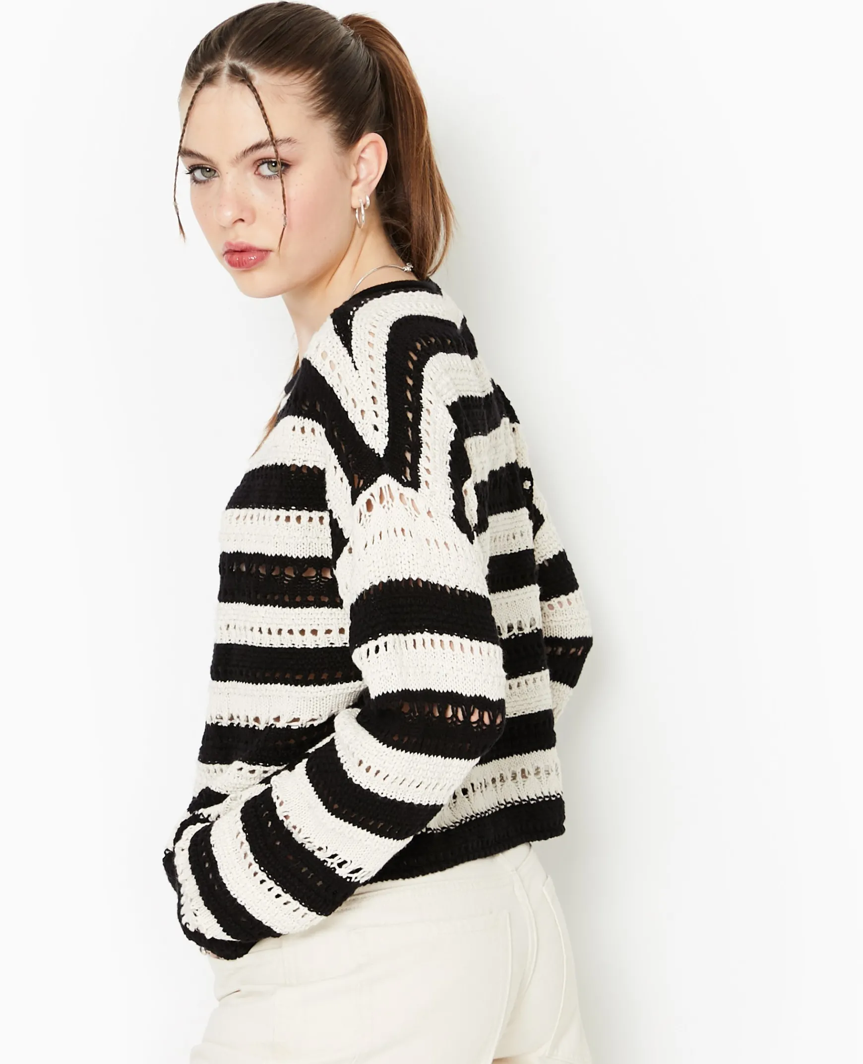 Pimkie Pull Et Gilet^Pull Rayé En Maille Ajourée Façon Crochet -