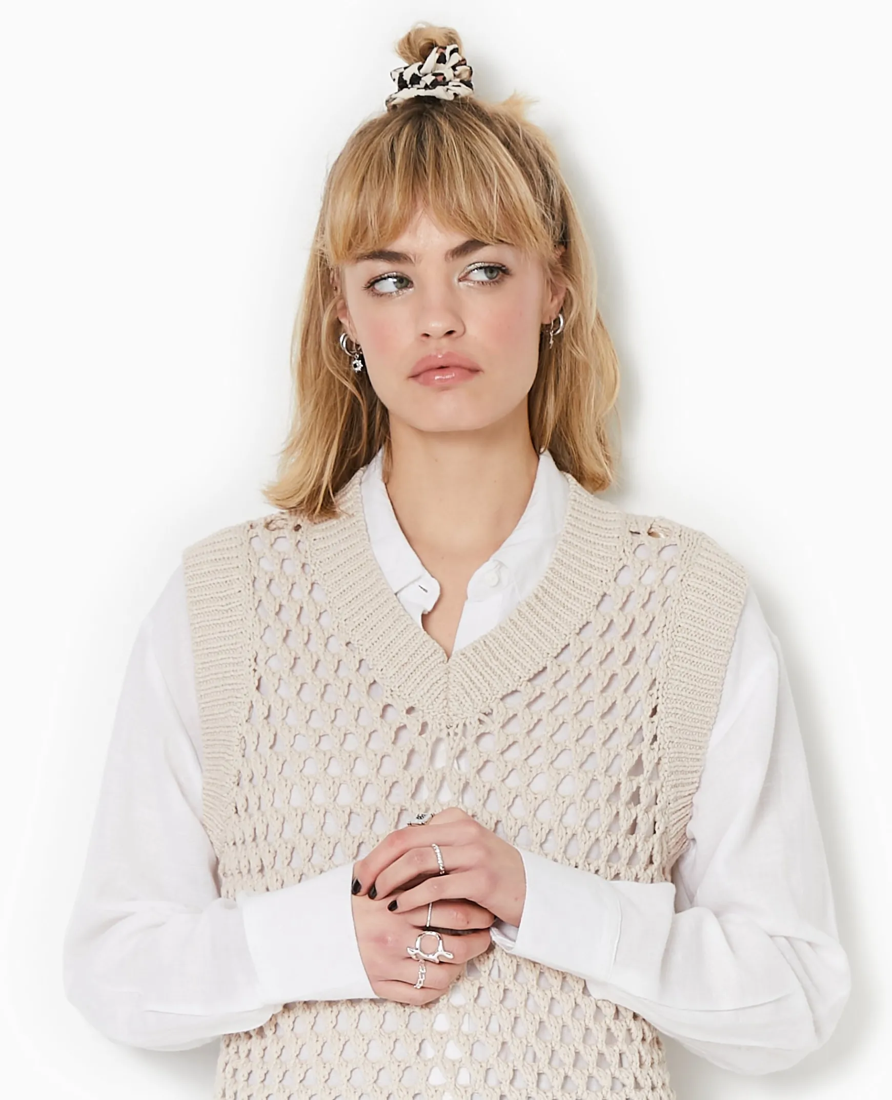 Pimkie Pull Et Gilet^Pull Sans Manches En Maille Ajourée -