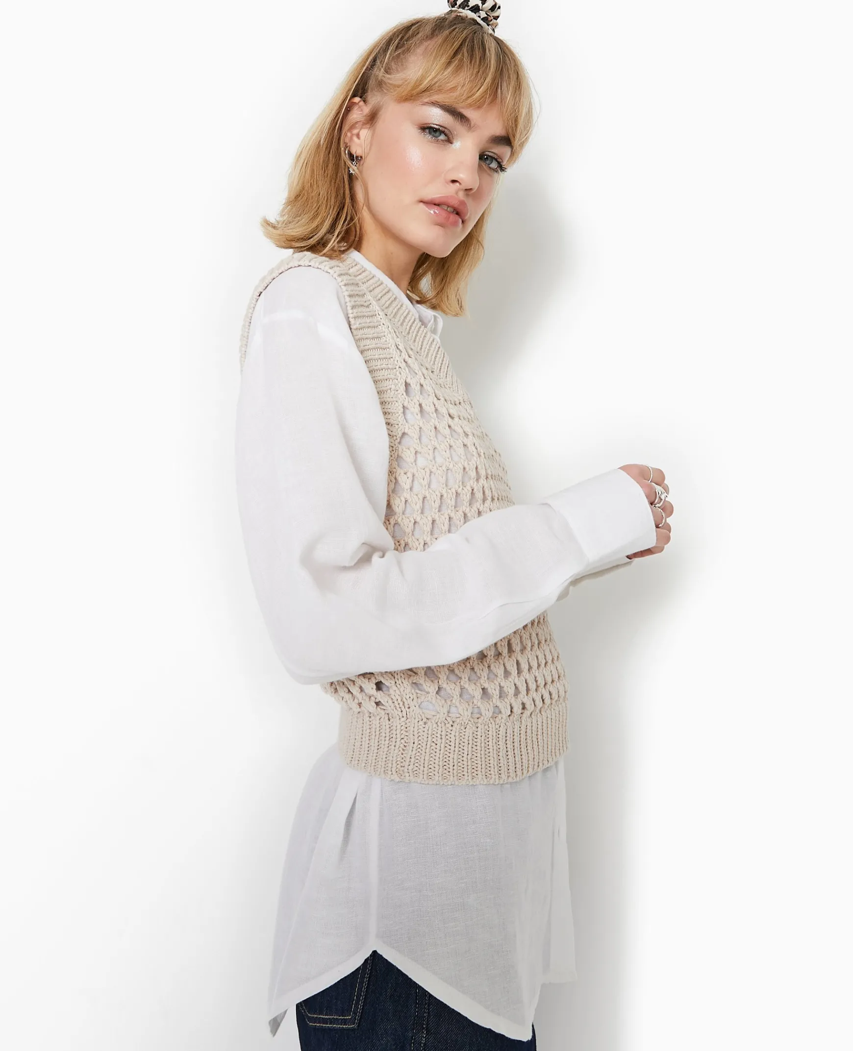 Pimkie Pull Et Gilet^Pull Sans Manches En Maille Ajourée -