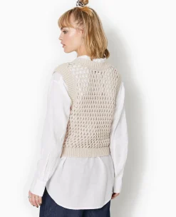 Pimkie Pull Et Gilet^Pull Sans Manches En Maille Ajourée -