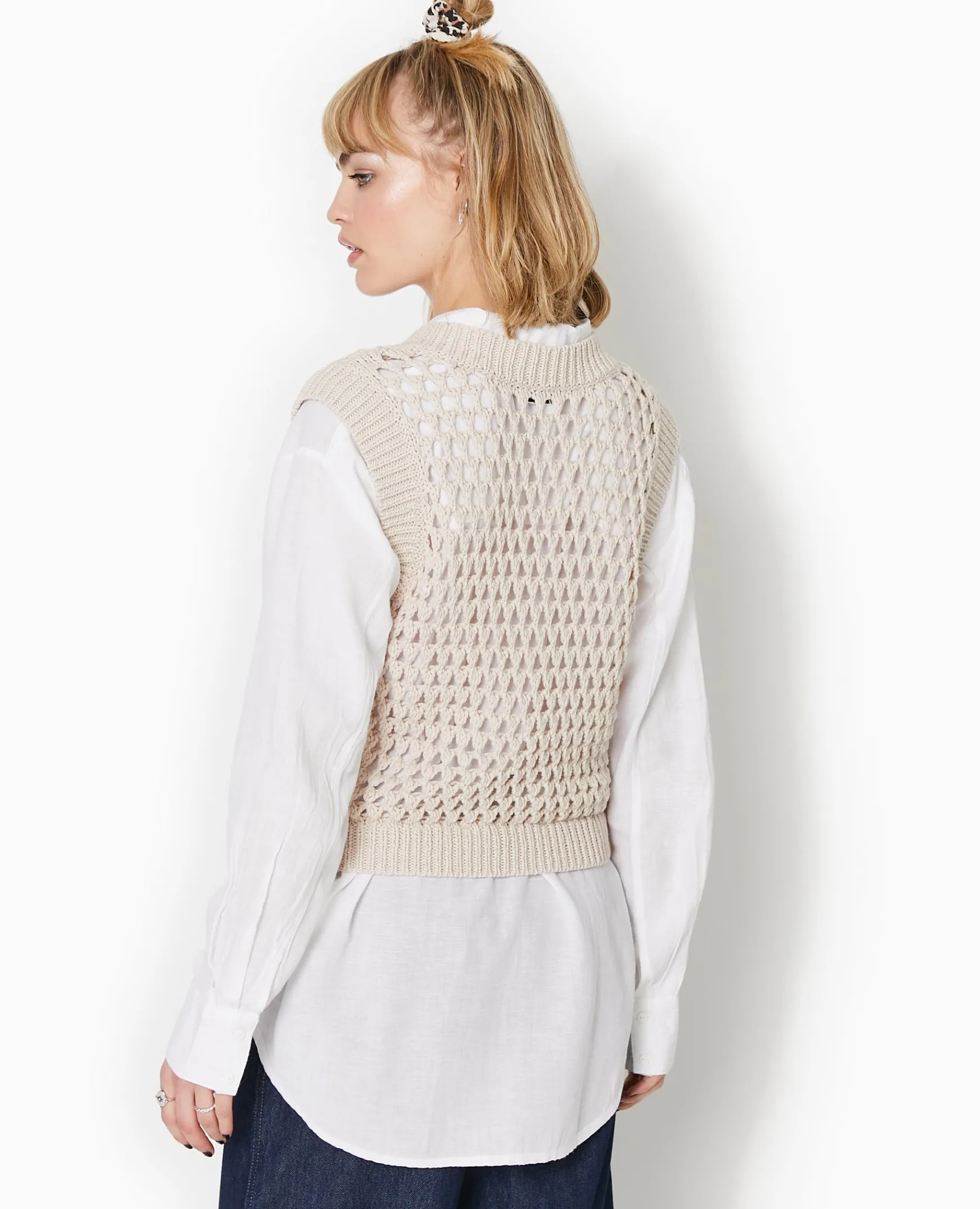 Pimkie Pull Et Gilet^Pull Sans Manches En Maille Ajourée -