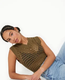 Pimkie Pull Et Gilet^Pull Sans Manches En Maille Ajourée -