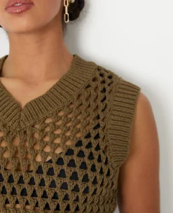 Pimkie Pull Et Gilet^Pull Sans Manches En Maille Ajourée -
