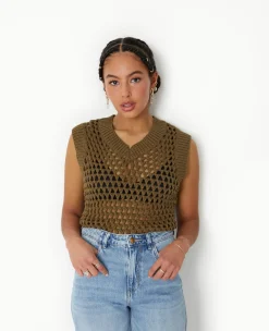 Pimkie Pull Et Gilet^Pull Sans Manches En Maille Ajourée -