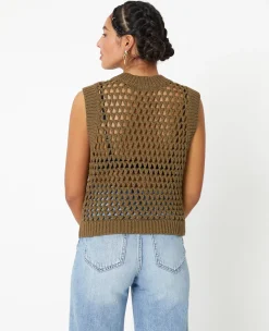 Pimkie Pull Et Gilet^Pull Sans Manches En Maille Ajourée -