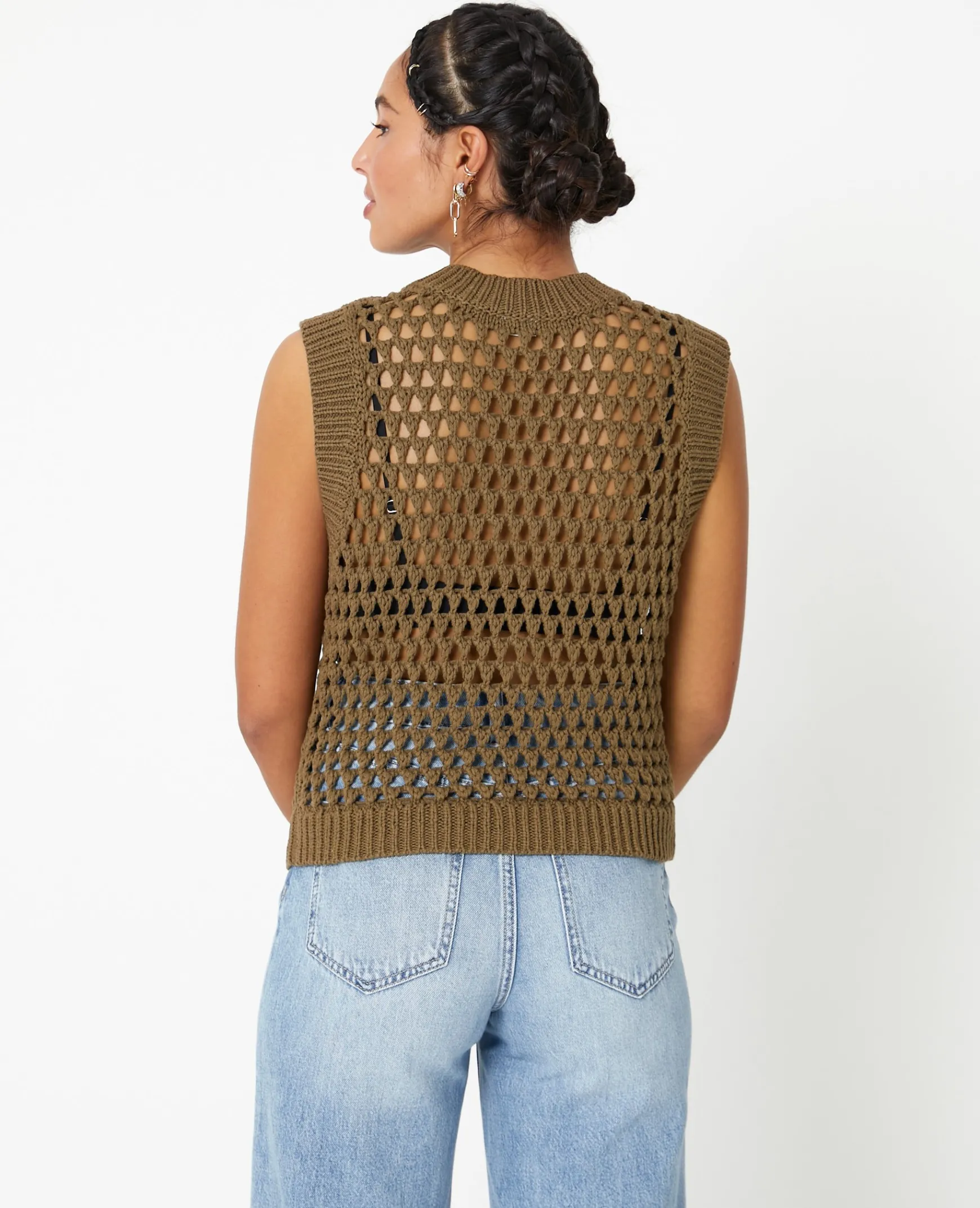 Pimkie Pull Et Gilet^Pull Sans Manches En Maille Ajourée -