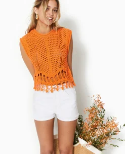 Pimkie Pimkie Positive|Pull Et Gilet^Pull Sans Manches En Maille Ajourée Et Fantaisie -