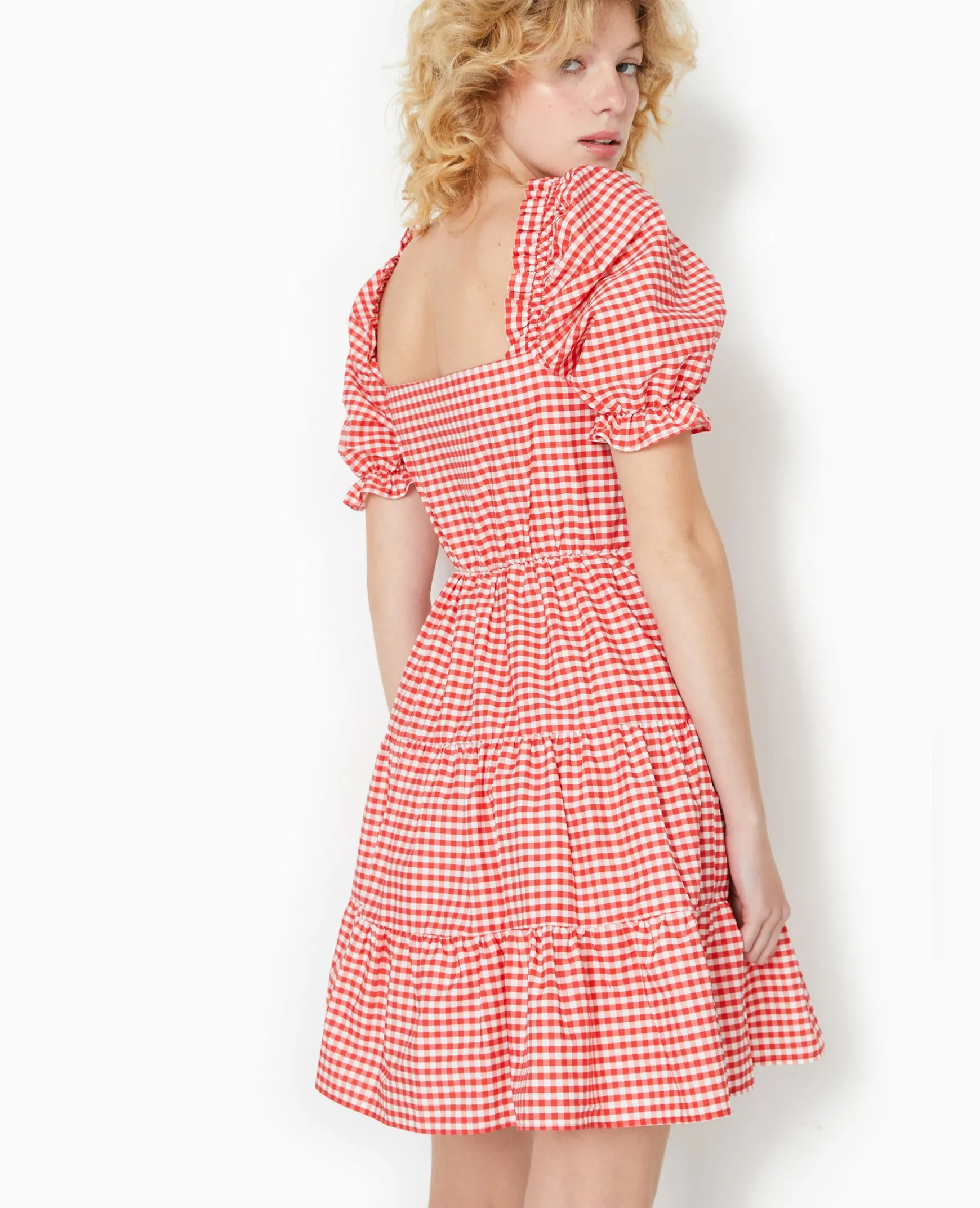 Pimkie Toute La Collection|Robe^Robe Courte Avec Manches Ballons Motif Vichy -