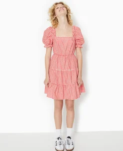 Pimkie Toute La Collection|Robe^Robe Courte Avec Manches Ballons Motif Vichy -