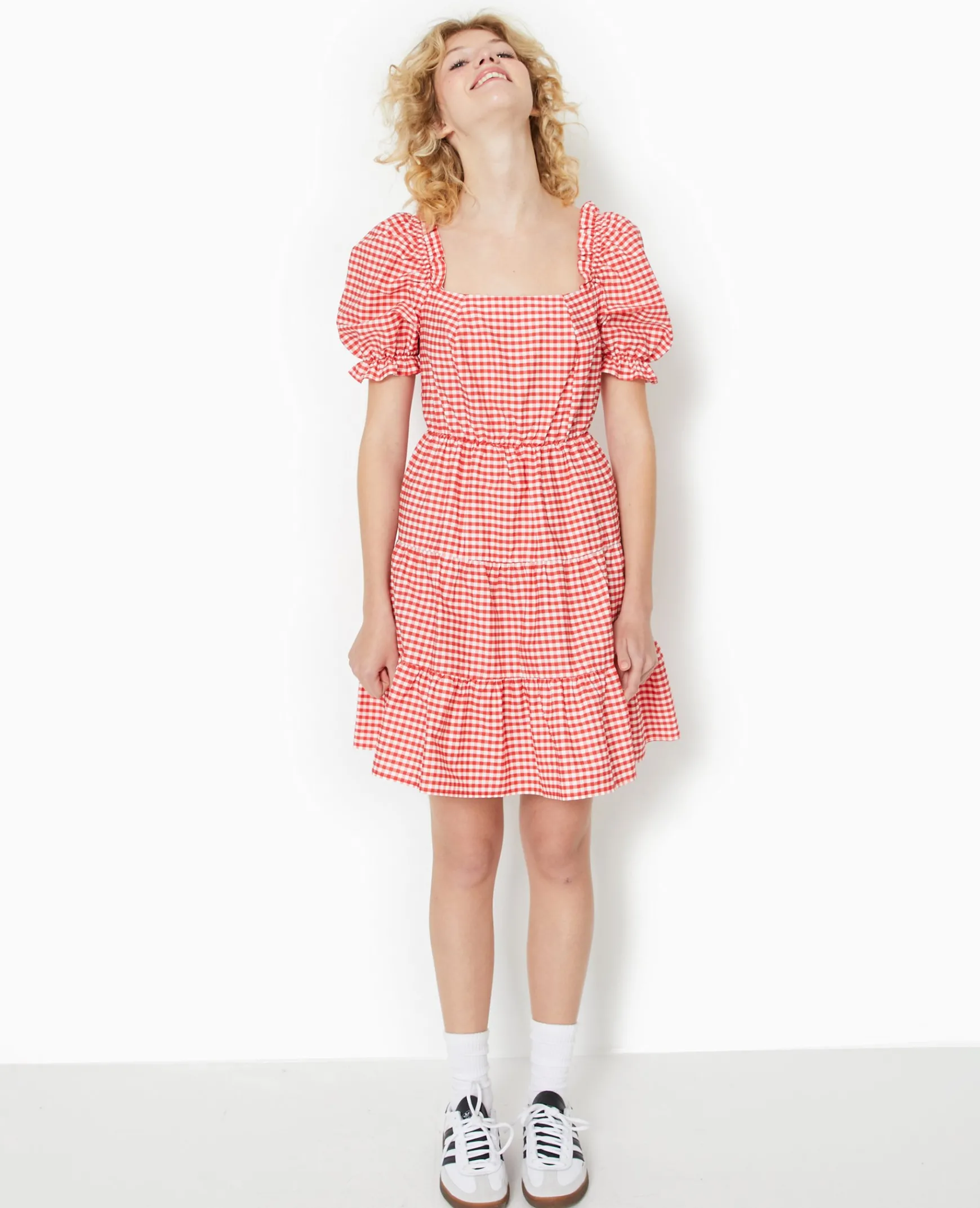 Pimkie Toute La Collection|Robe^Robe Courte Avec Manches Ballons Motif Vichy -