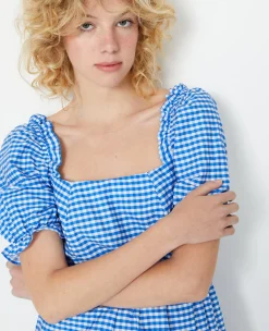 Pimkie Robe|Toute La Collection^Robe Courte Avec Manches Ballons Motif Vichy -