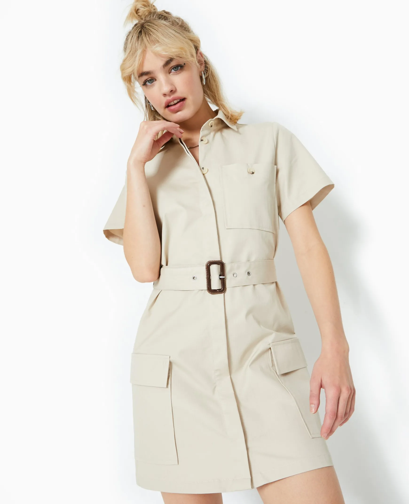 Pimkie Robe^Robe Courte Boutonnée Style Saharienne -