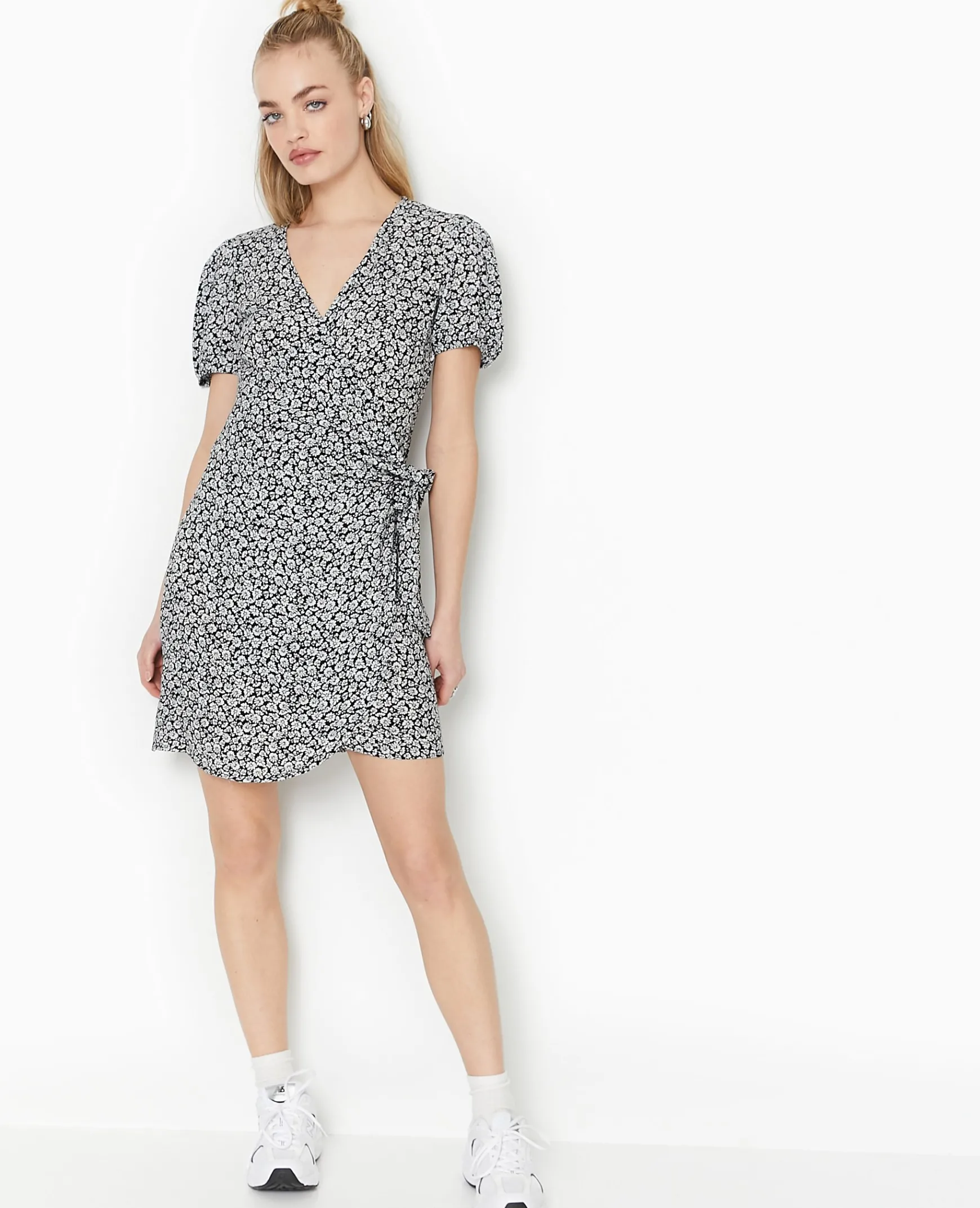 Pimkie Robe^Robe Courte Encolure Cache-cœur Motif Fleurs -