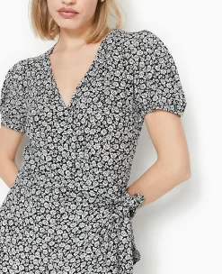 Pimkie Robe^Robe Courte Encolure Cache-cœur Motif Fleurs -
