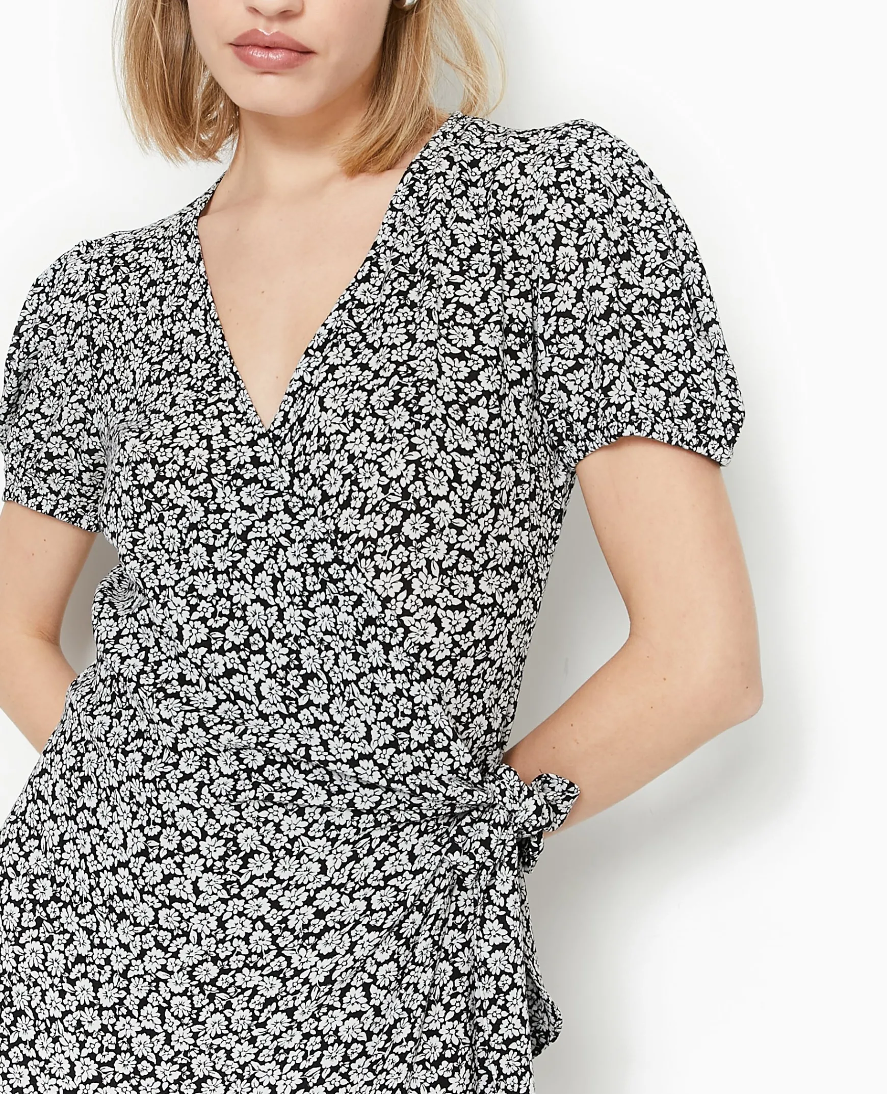 Pimkie Robe^Robe Courte Encolure Cache-cœur Motif Fleurs -