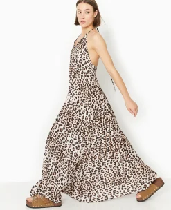 Pimkie Toute La Collection|Robe^Robe Dos-nu En Tissu Satiné Plissé Motif Léopard -