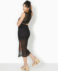 Pimkie Toute La Collection|Robe^Robe Longue Asymétrique En Maille Façon Dentelle -
