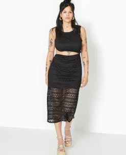 Pimkie Toute La Collection|Robe^Robe Longue Asymétrique En Maille Façon Dentelle -